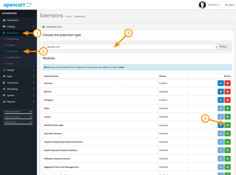 OpenCart Install Social Login