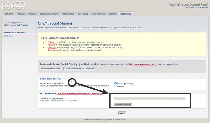 phpBB 3.1.x :  Social Sharing Settings